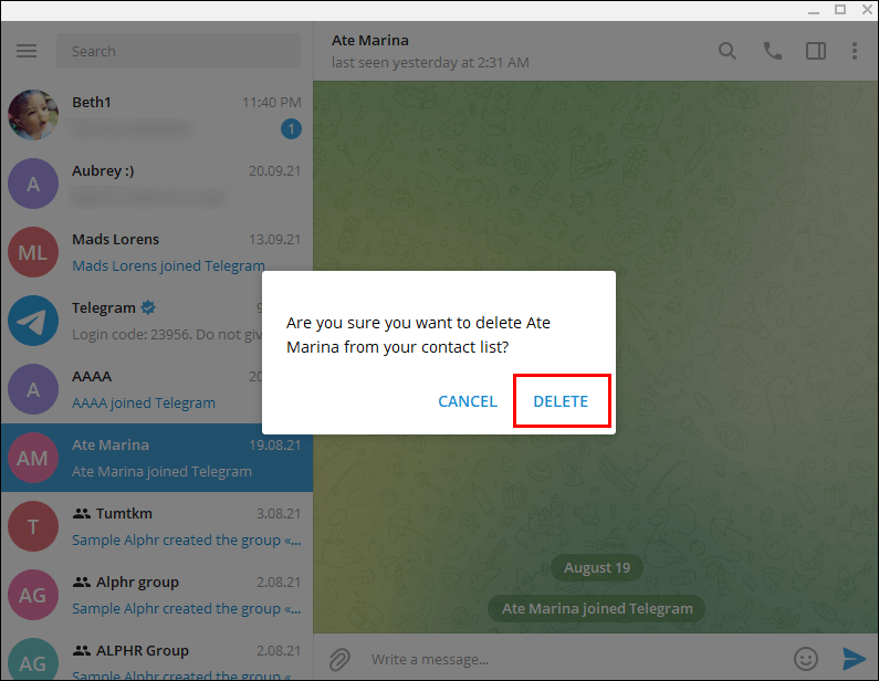 Telegram'da Bir Kişi Nasıl Silinir 7 10 5 1 Telegram'da Bir Kişi Nasıl Silinir