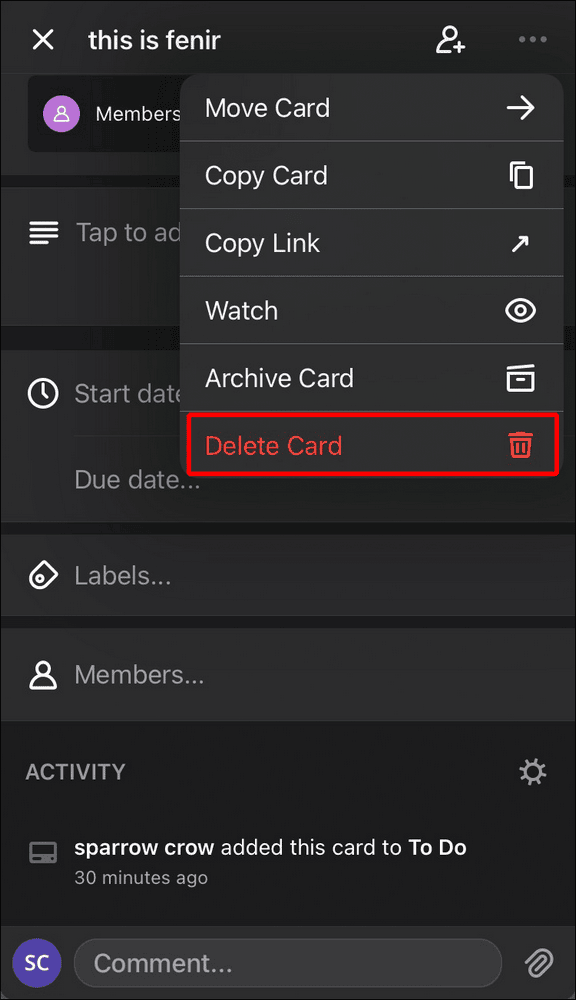 5 36 Comment supprimer une carte dans Trello