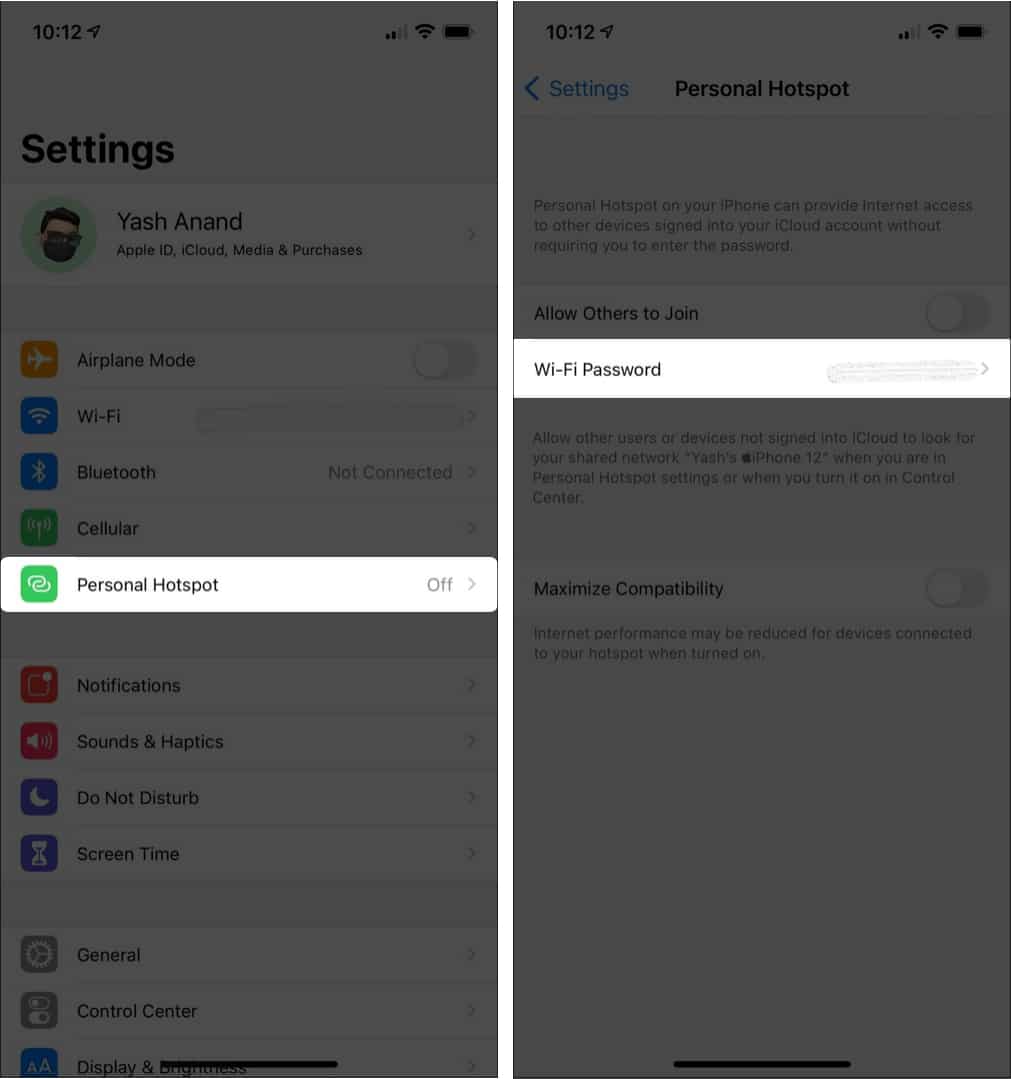 طريقة معرفة كلمة سر الواي فاي المحفوظة للآيفون 5 انظر كلمة مرور واي فاي الخاصة بنقطة الاتصال الشخصية