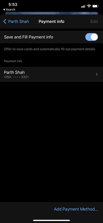 طريقة إزالة بطاقات الائتمان من الآيفون