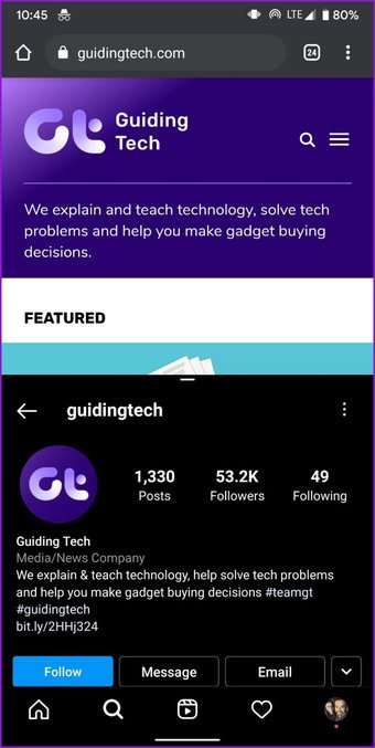 تقسيم الشاشة ل Insragram