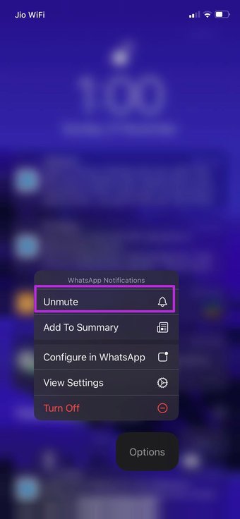 إلغاء كتم صوت إشعار whatsapp