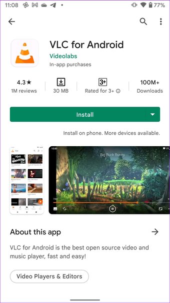 قم بتثبيت VLC على مقاطع فيديو أندرويد telegram التي لا تعمل على أندرويد