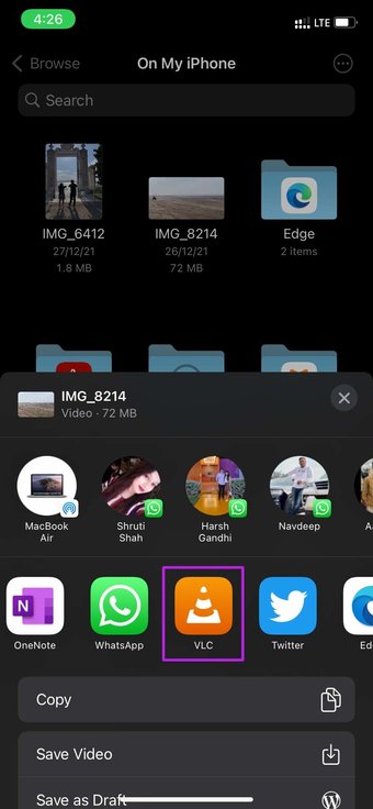 افتح الفيديو في vlc fix videos التي لا تعمل على صور i Phone