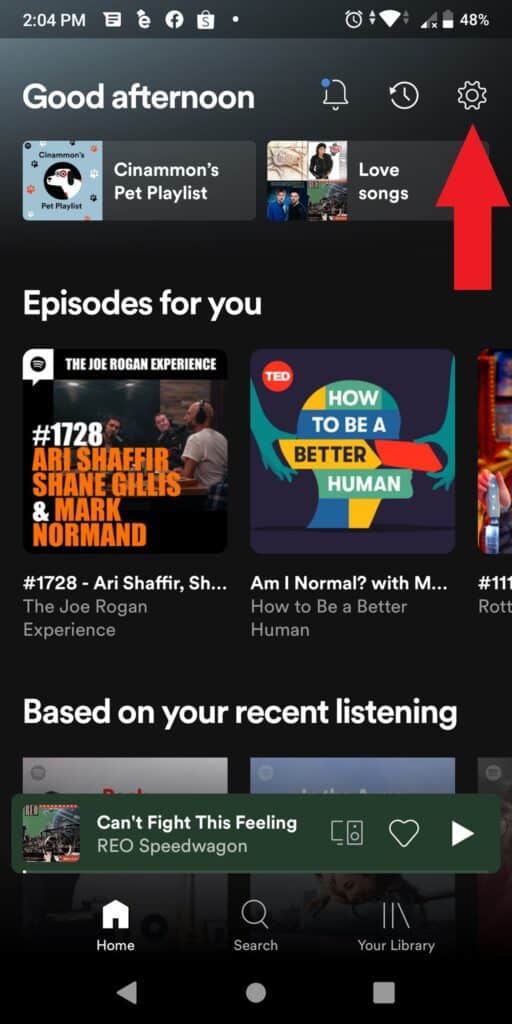 Cómo conectar Spotify a Facebook 8 settings symbol