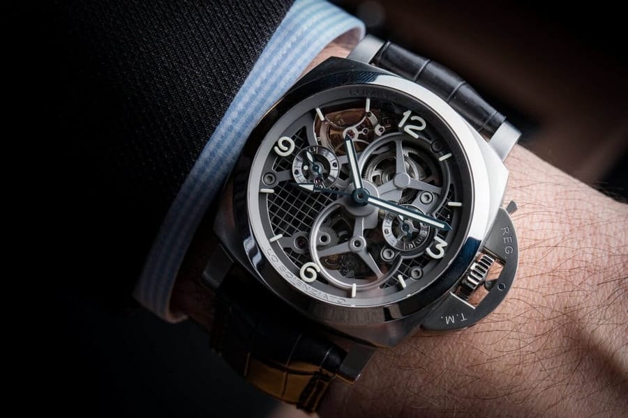 ساعة Panerai Lo Scienziato Luminor 1950 Tourbillon GMT Titanio