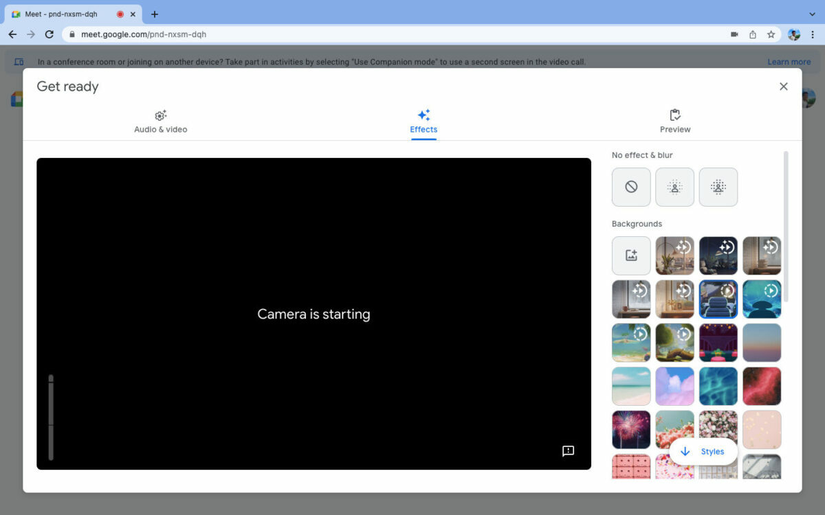 طريقة إضافة تأثيرات بصرية في مكالمة فيديو Google Meet 13 المؤثرات المرئية لـ Google Meet: طريقة إضافة تأثيرات بصرية أثناء مكالمة فيديو Google Meet