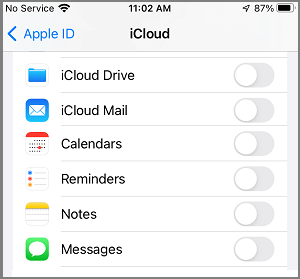 Switch OFF Individual iCloud Services on آيفون
