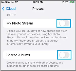 Turn OFF Photo Stream and Shared Albums on آيفون