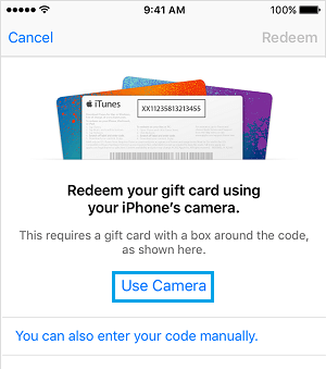 Use Camera to Redeem Gift Card on آيفون