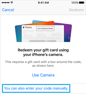 Redeem iTunes Gift Card Manually Link