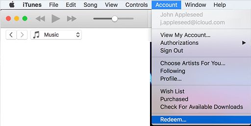 Account Tab in iTunes for ماك