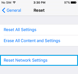 Reset Network Settings Option on آيفون