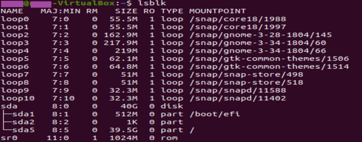 أمر Linux lsblk