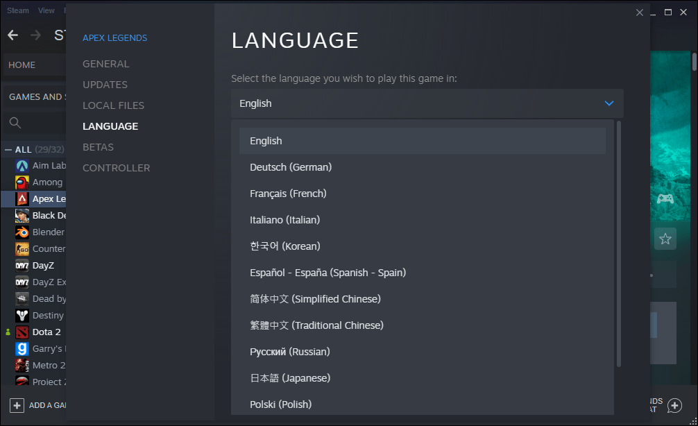 62648566858a6 طريقة تغيير اللغة في Apex Legends