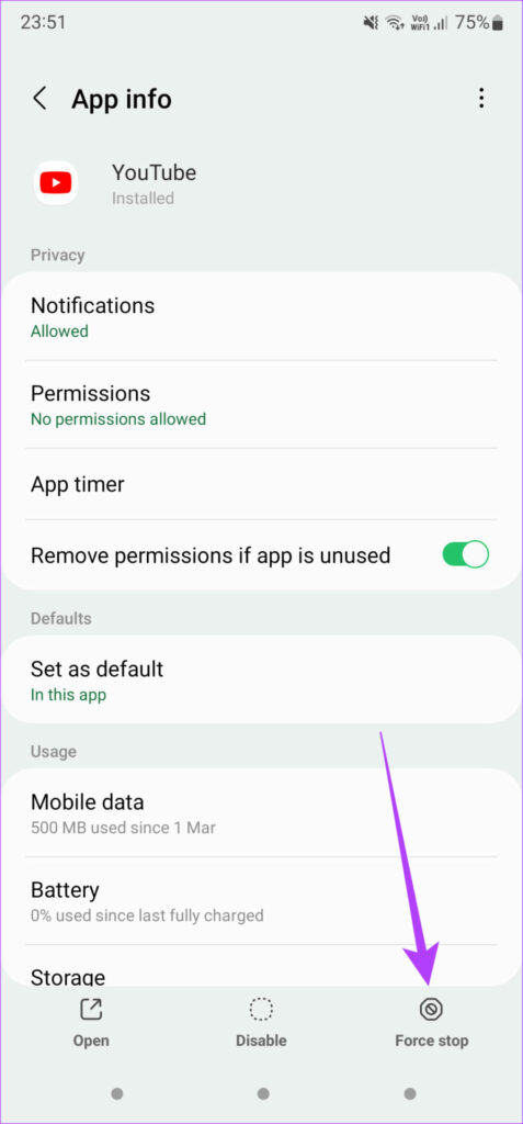 حل مشكلة عدم ظهور الصورة المصغرة للفيديو في يوتيوب 60 force stop يوتيوب