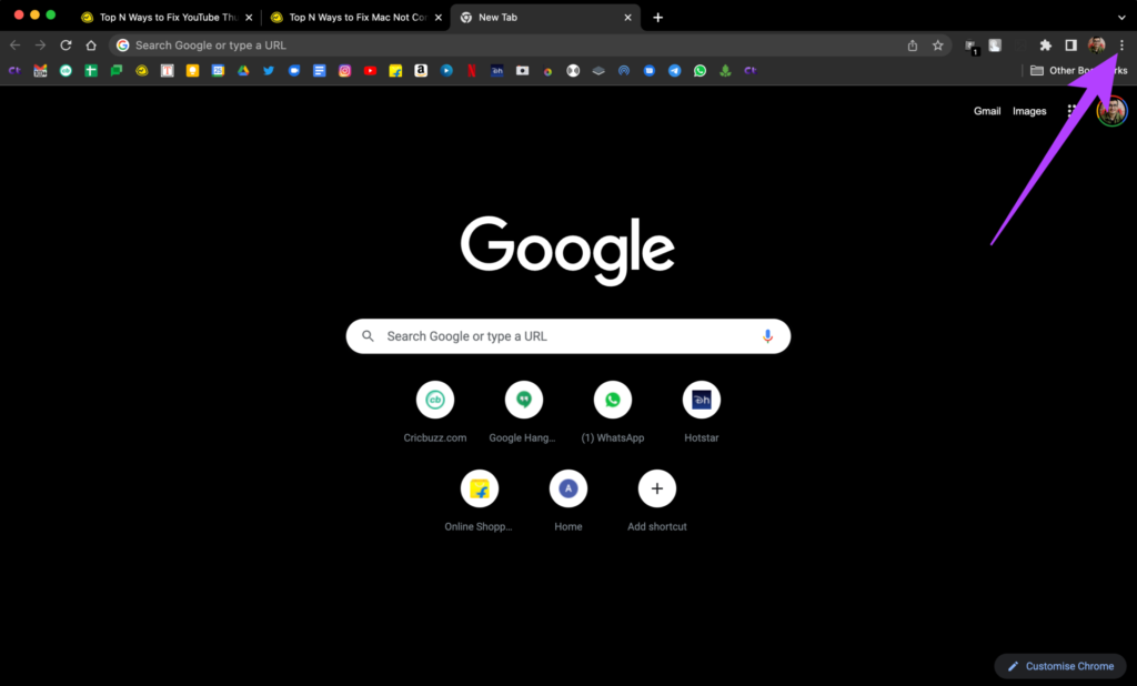 حل مشكلة عدم ظهور الصورة المصغرة للفيديو في يوتيوب 72 Chrome menu