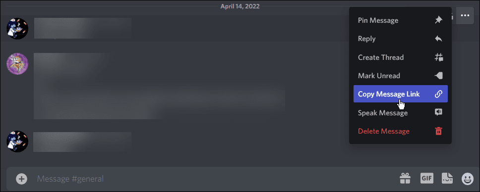 نسخ Discord رابط الرسالة
