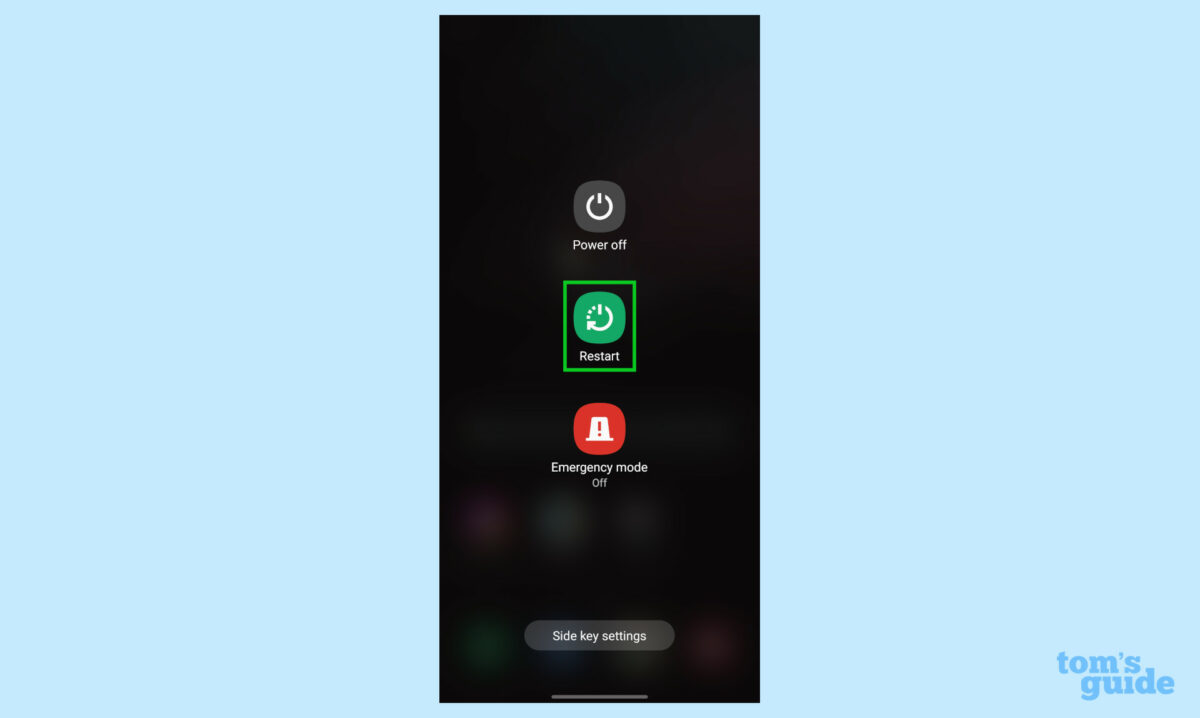 طريقة إعادة تشغيل قائمة الطاقة galaxy s22