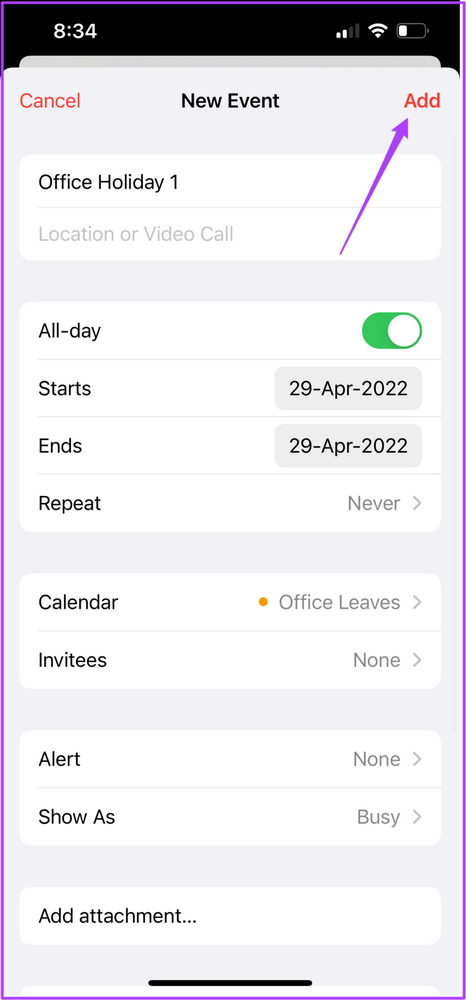 626d874f7c22c طريقة إضافة الإجازات في تطبيق تقويم Apple