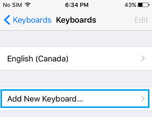 Add New Keyboard Option On آيفون