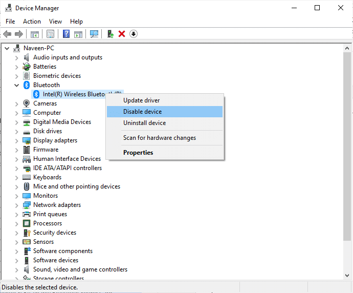 إصلاح تقطع سماعات البلوتوث على ويندوز 10 108 حدد خيار إيقاف الجهاز. إصلاح تقطع سماعات البلوتوث على ويندوز 10