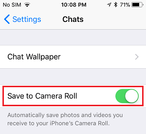 Save to Camera Roll Option in واتساب on آيفون