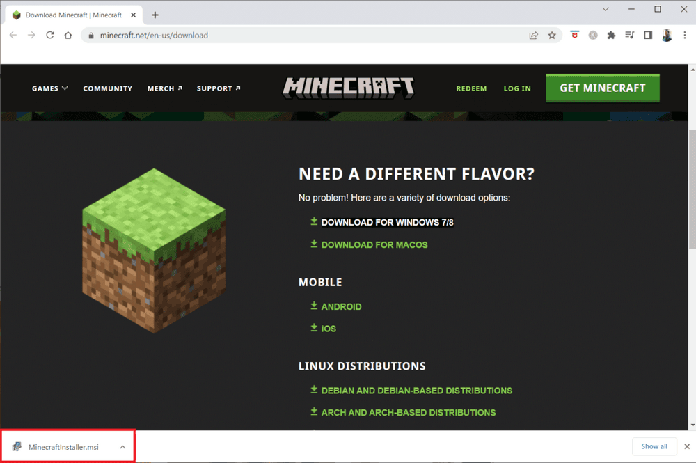 انقر فوق ملف الإعداد لتثبيت التطبيق. إصلاح شاشة Minecraft السوداء في ويندوز 10