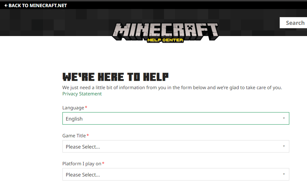 يمكنك أيضًا رفع تذكرة للوصول إلى دعم Minecraft