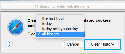 Clear All سفاري Browsing History Option on ماك