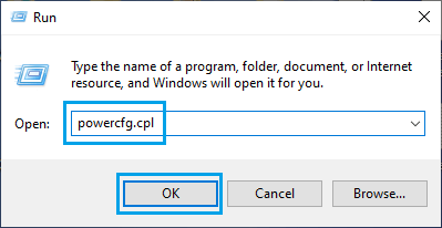 Open ويندوز Power Configuration Using Run Command