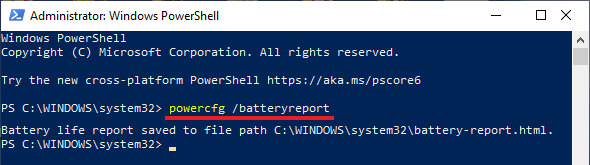 Generate ويندوز Laptop Battery Report Using PowerShell