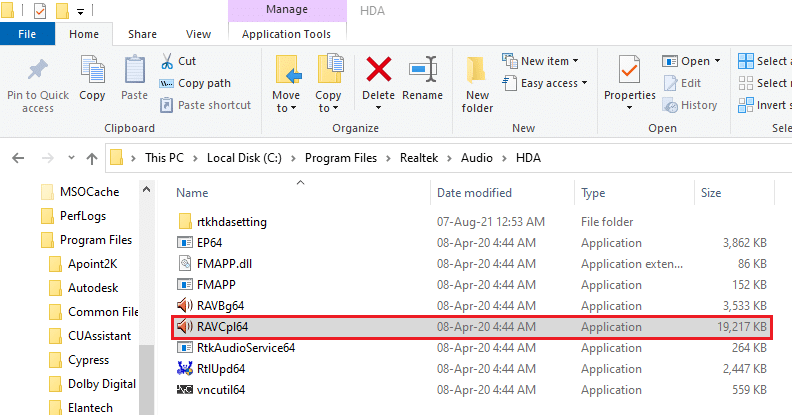 إصلاح عدم فتح برنامج Realtek Audio Manager 56 افتح ملف التطبيق RAVCpl64. إصلاح عدم فتح برنامج Realtek Audio Manager