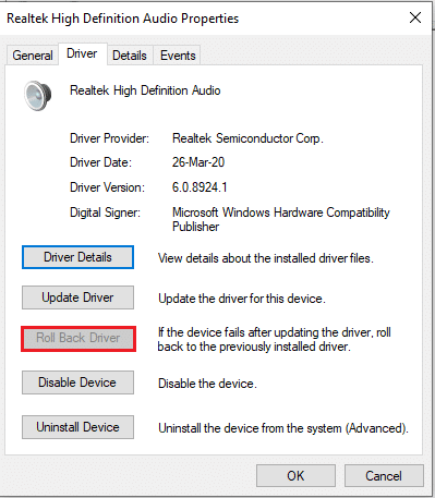 إصلاح عدم فتح برنامج Realtek Audio Manager 69 التراجع عن برنامج تشغيل الصوت. إصلاح عدم فتح برنامج Realtek Audio Manager