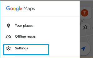 Settings Option in Google Maps On آيفون