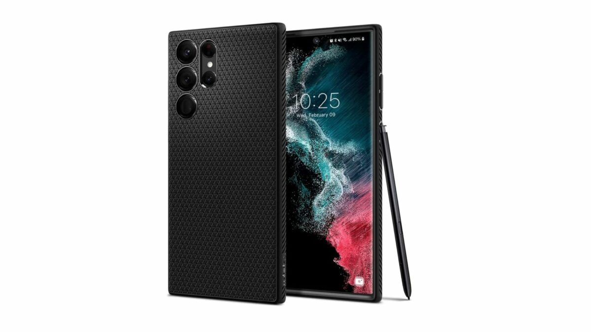 أفضل كفرات سامسونج جالكسي S22 و Ultra و Plus 28 حافظة Spigen Liquid Air تُظهر قلم S-Pen