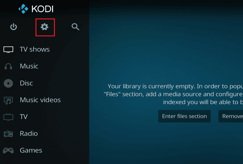 قم بتشغيل Kodi وحدد رمز الترس. طريقة تثبيت SuperRepo على Kodi