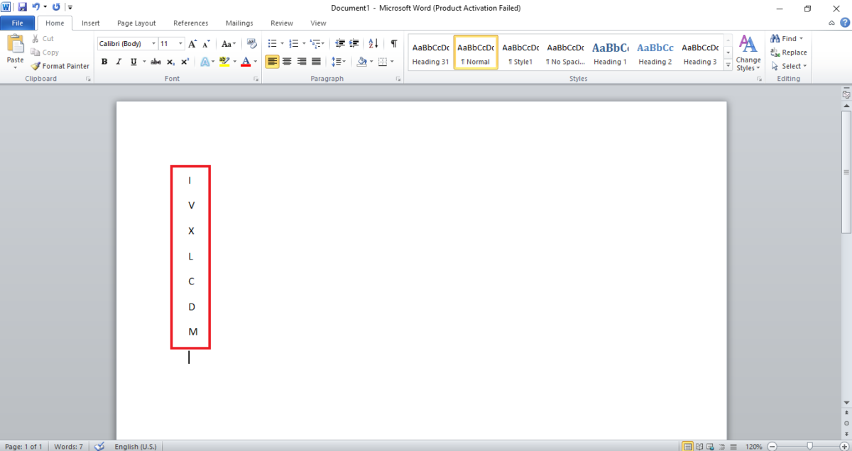 اكتب الحروف الإنجليزية. طريقة كتابة الأرقام الرومانية في Word