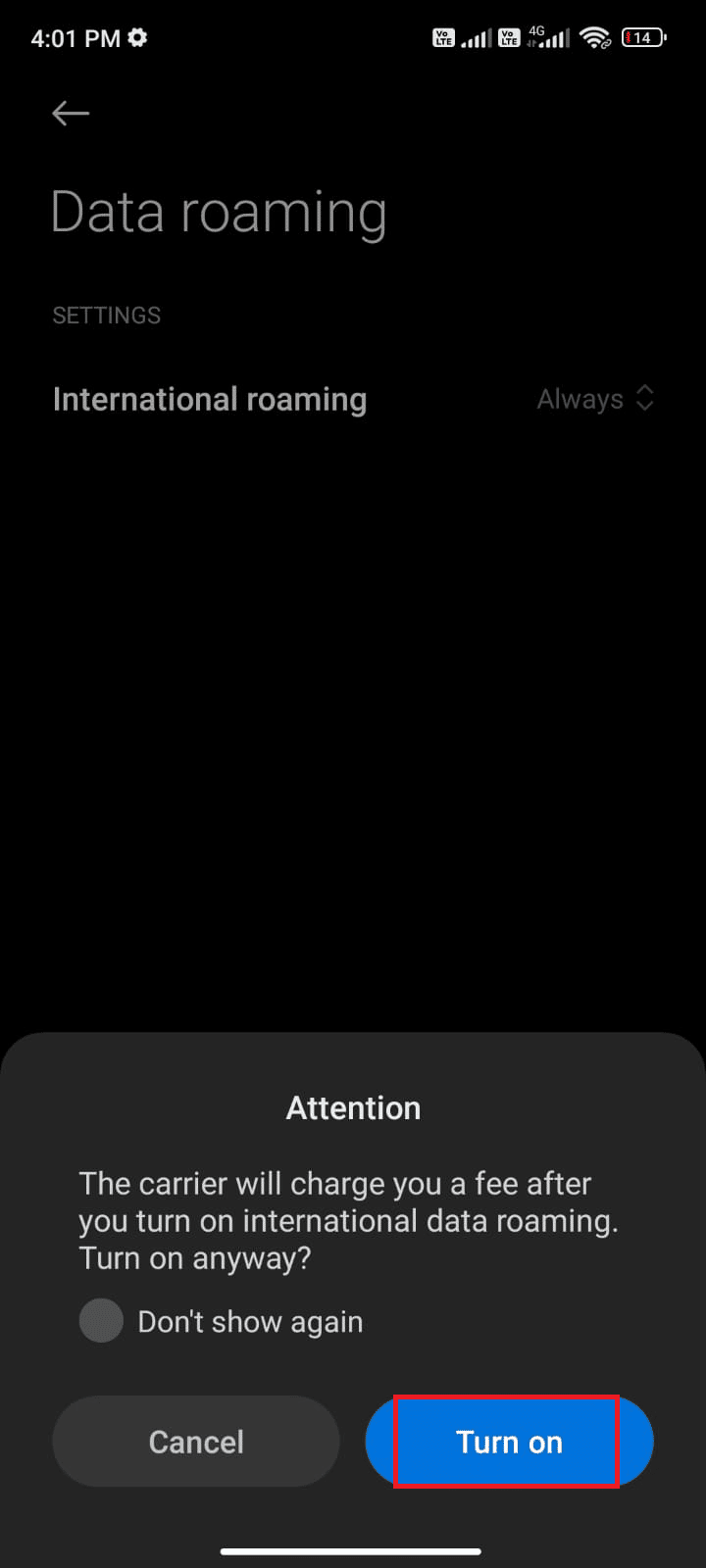 اضغط على تشغيل لتأكيد المطالبة