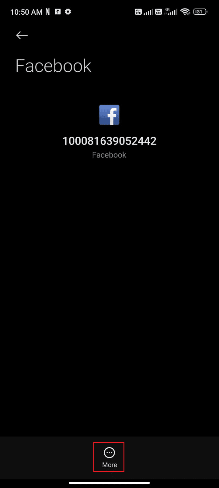 اضغط على خيار المزيد. إصلاح خطأ انتهاء جلسة فيسبوك