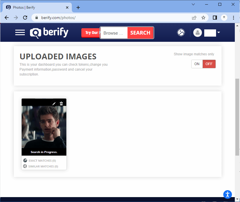 طريقة البحث عن فيديو بصورة (عكس البحث عن مقطع فيديو) 14 سيقوم berify بمعالجة الصورة وستظهر النتائج