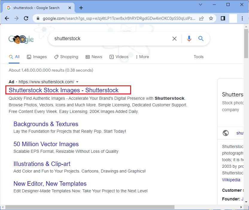 طريقة البحث عن فيديو بصورة (عكس البحث عن مقطع فيديو) 15 افتح موقع Shutterstock الالكتروني