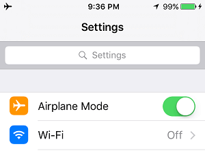 Enable Airplane Mode on iPhone