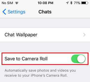 Save to Camera Roll Option in WhatsApp on iPhone