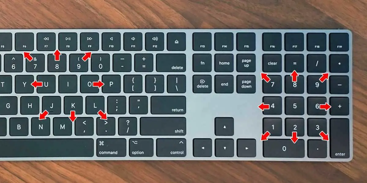 تتحكم مفاتيح الماوس في لوحات مفاتيح Apple