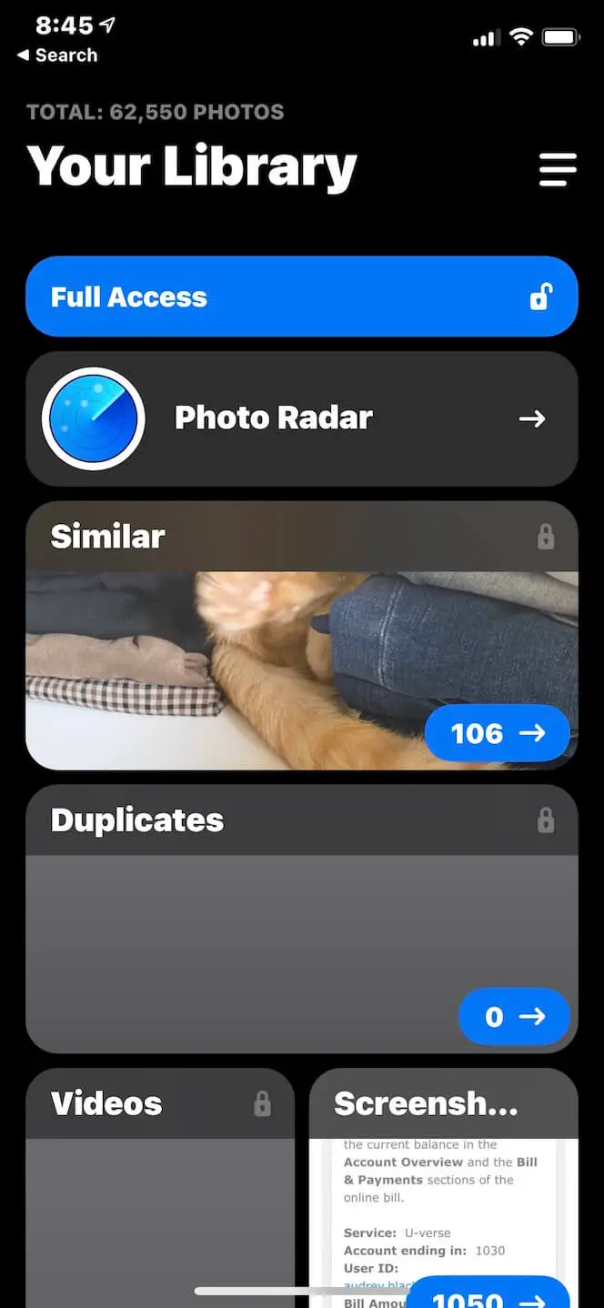 لقطة شاشة توضح كيفية تنظيف صور آيفون باستخدام صور الجوزاء