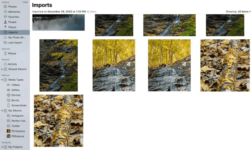 لقطة شاشة توضح كيفية استخدام تطبيق الصور لنقل الصور من آيفون إلى ماك
