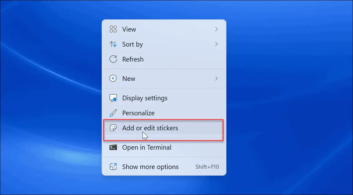 enable desktop stickers on Windows 11