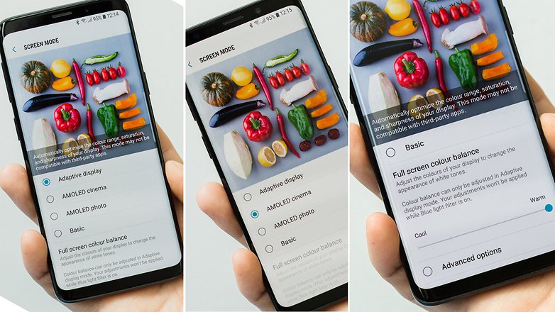 Display options on the Samsung Galaxy S9