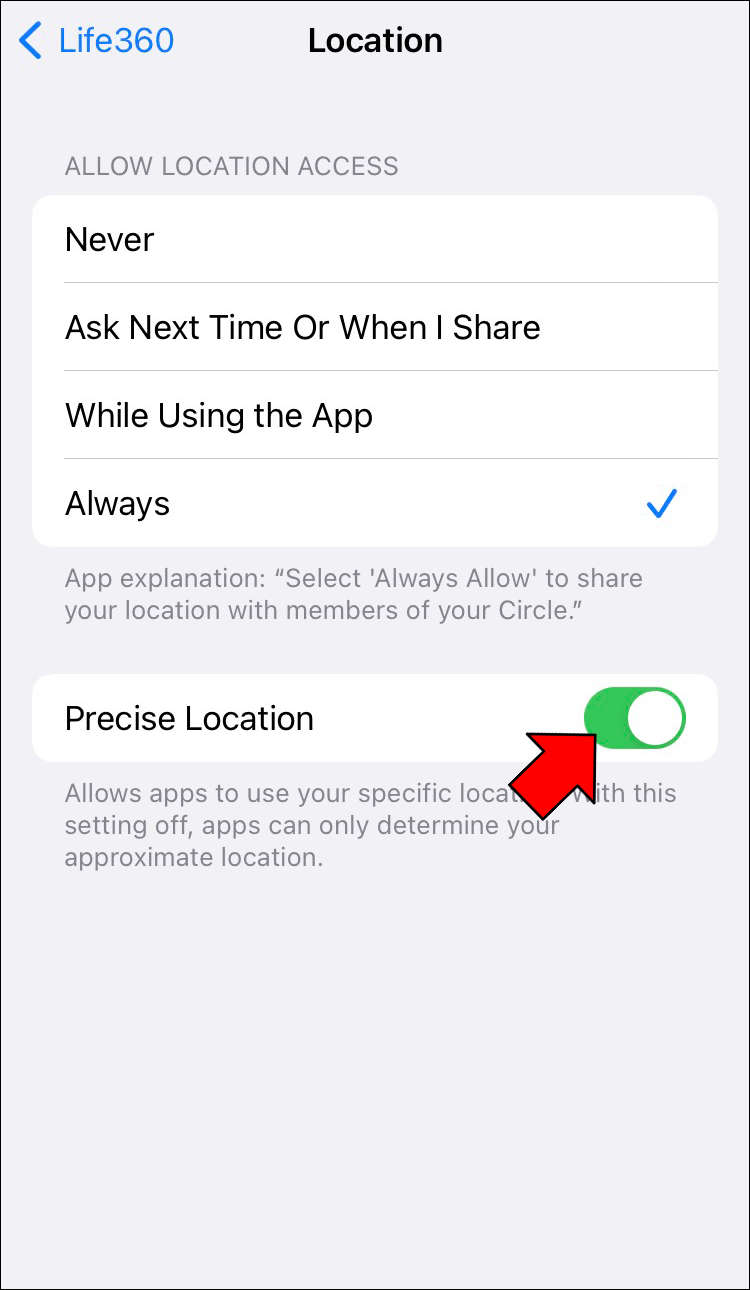 Life360 ne parvient pas à localiser: comment résoudre le problème de non mise à jour de l'emplacement ? 5 Check Your Location Settings 3 1 Life360 ne parvient pas à localiser: comment résoudre le problème de non mise à jour de l'emplacement ?